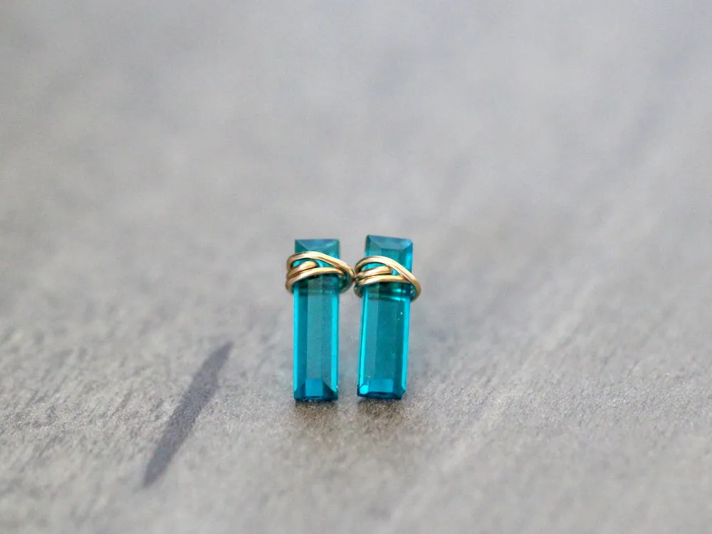 Teal Quartz Bar Studs