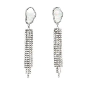 Tempest Pearl and Crystal Tassel Earrings