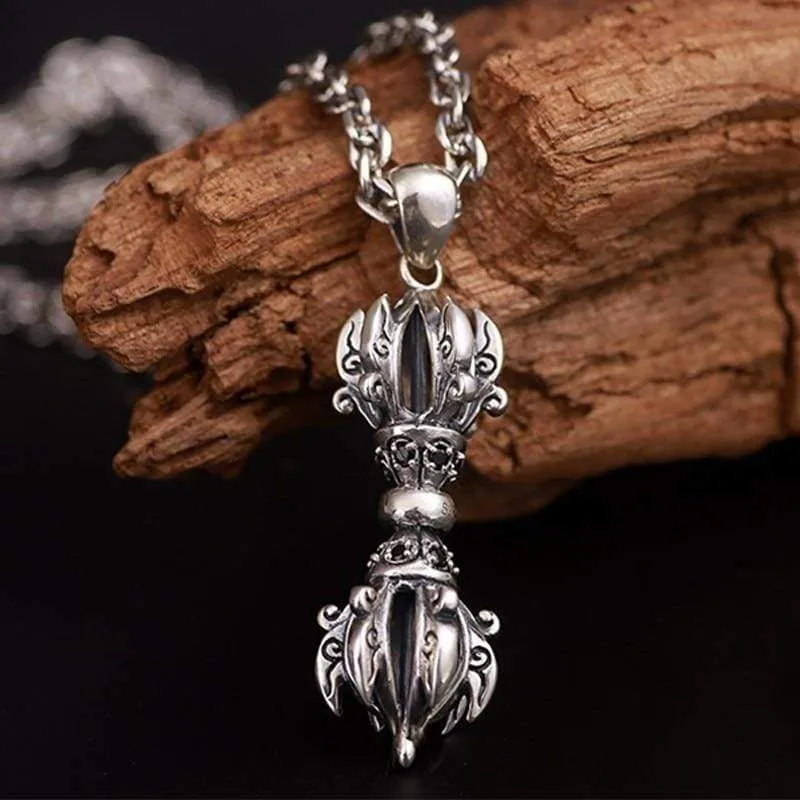Tibetan Buddhist Prayer Pendant for Men (925 Sterling Silver)