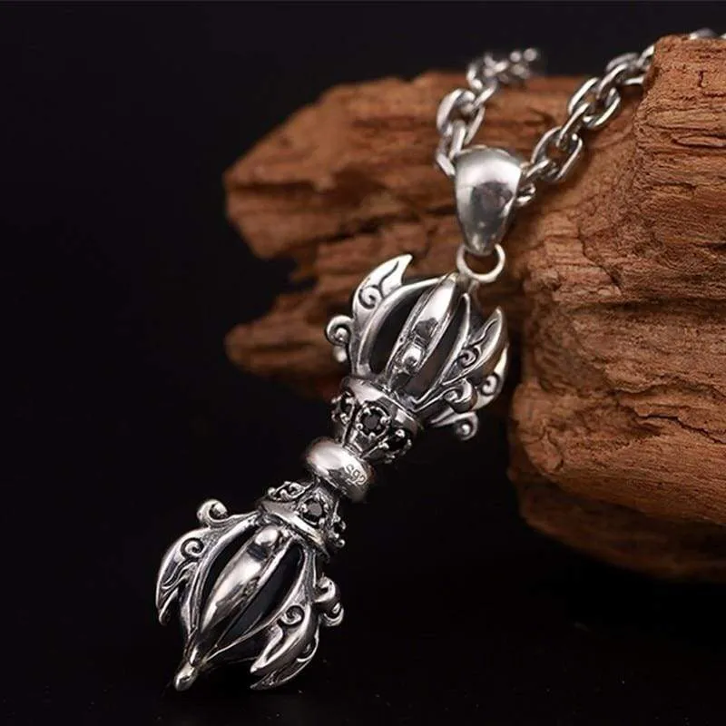 Tibetan Buddhist Prayer Pendant for Men (925 Sterling Silver)