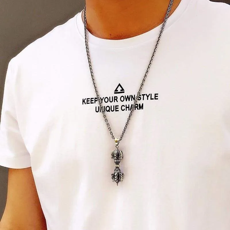 Tibetan Buddhist Prayer Pendant for Men (925 Sterling Silver)