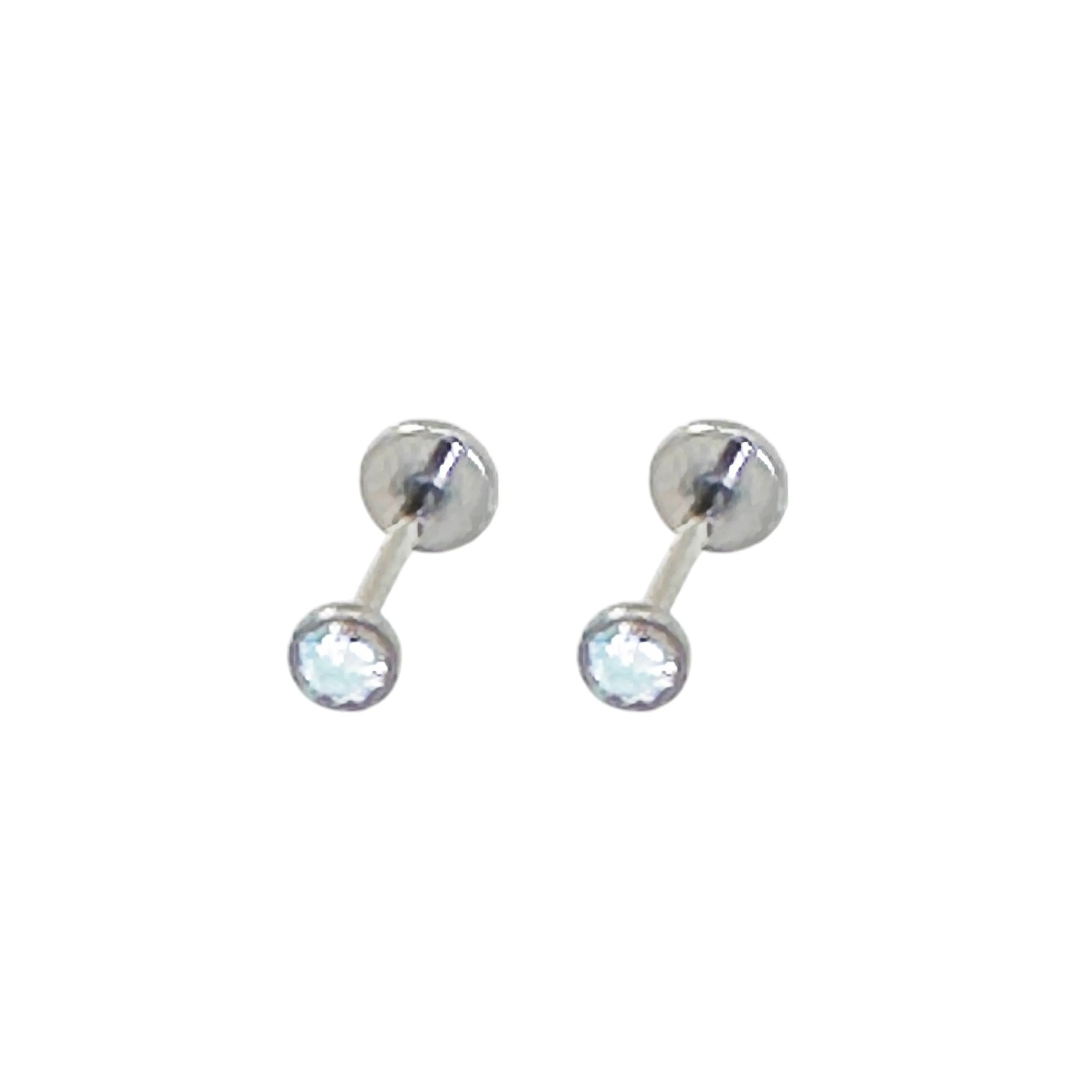 Titanium 3mm diamond gem flat back studs