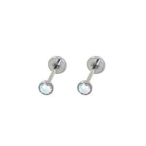Titanium 3mm diamond gem flat back studs