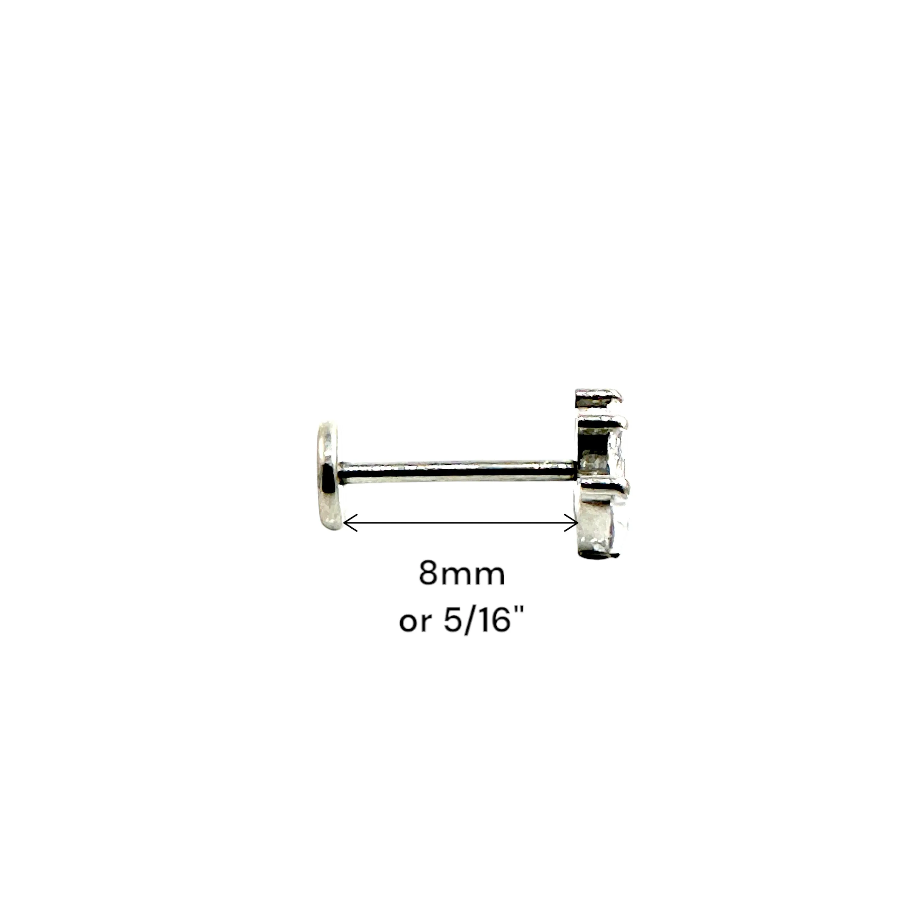 Titanium triple diamond gem flat back stud