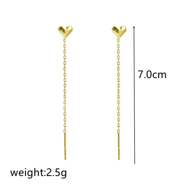 Trend Long Wire Tassel Earrings – Star & Heart Beads Drop Pendants for Women