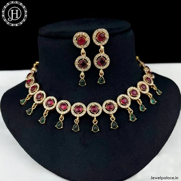 Trending Gold Plated Antique Necklace With Matching Earrings JH1540