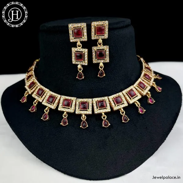 Trending Gold Plated Antique Necklace With Matching Earrings JH1542