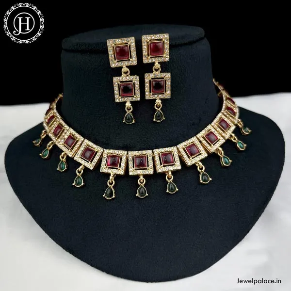 Trending Gold Plated Antique Necklace With Matching Earrings JH1542