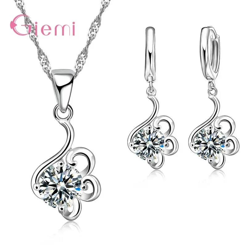 Trendy Crystal Pendant Jewelry Set