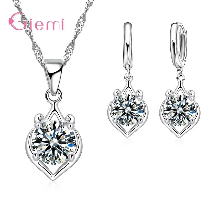 Trendy Crystal Pendant Jewelry Set