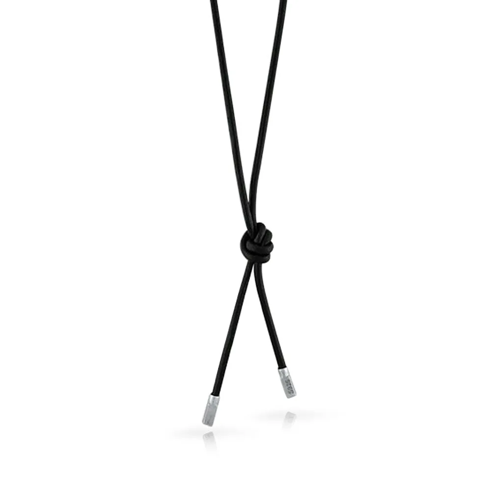 Unisex Black Leather Cord Necklace with Sterling Silver Tips 27 Inch