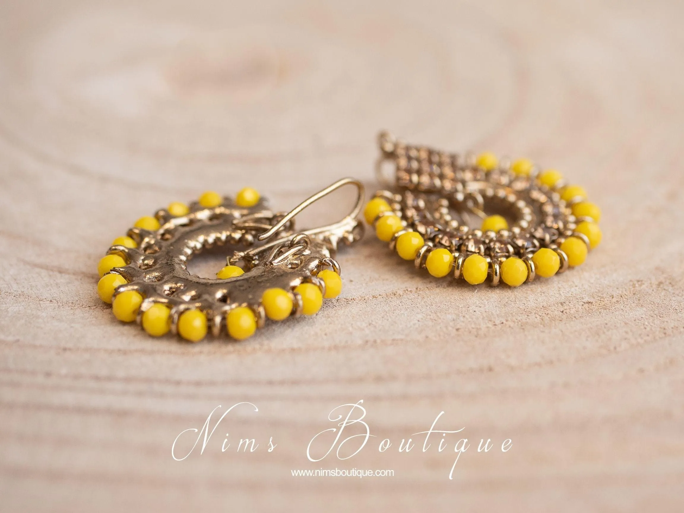 Vidya Dark Yellow & Gold Stone Earrings