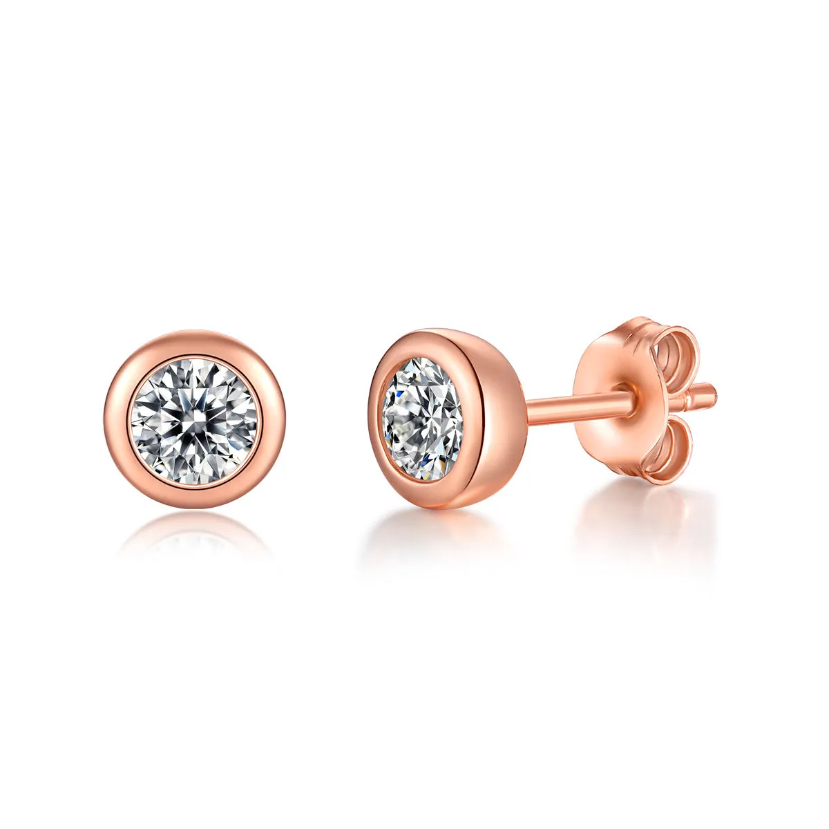 Vilette Moissanite Modern Bezel Stud Earrings