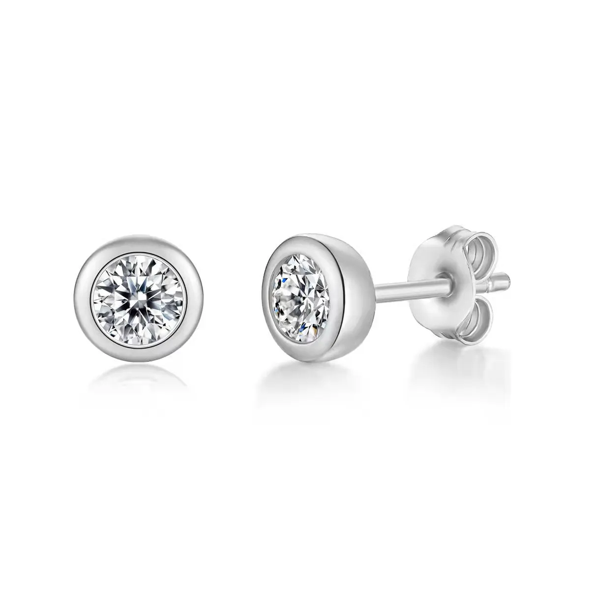 Vilette Moissanite Modern Bezel Stud Earrings