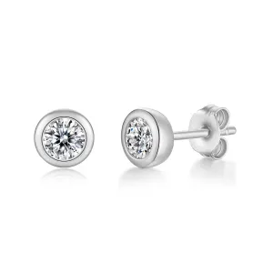 Vilette Moissanite Modern Bezel Stud Earrings
