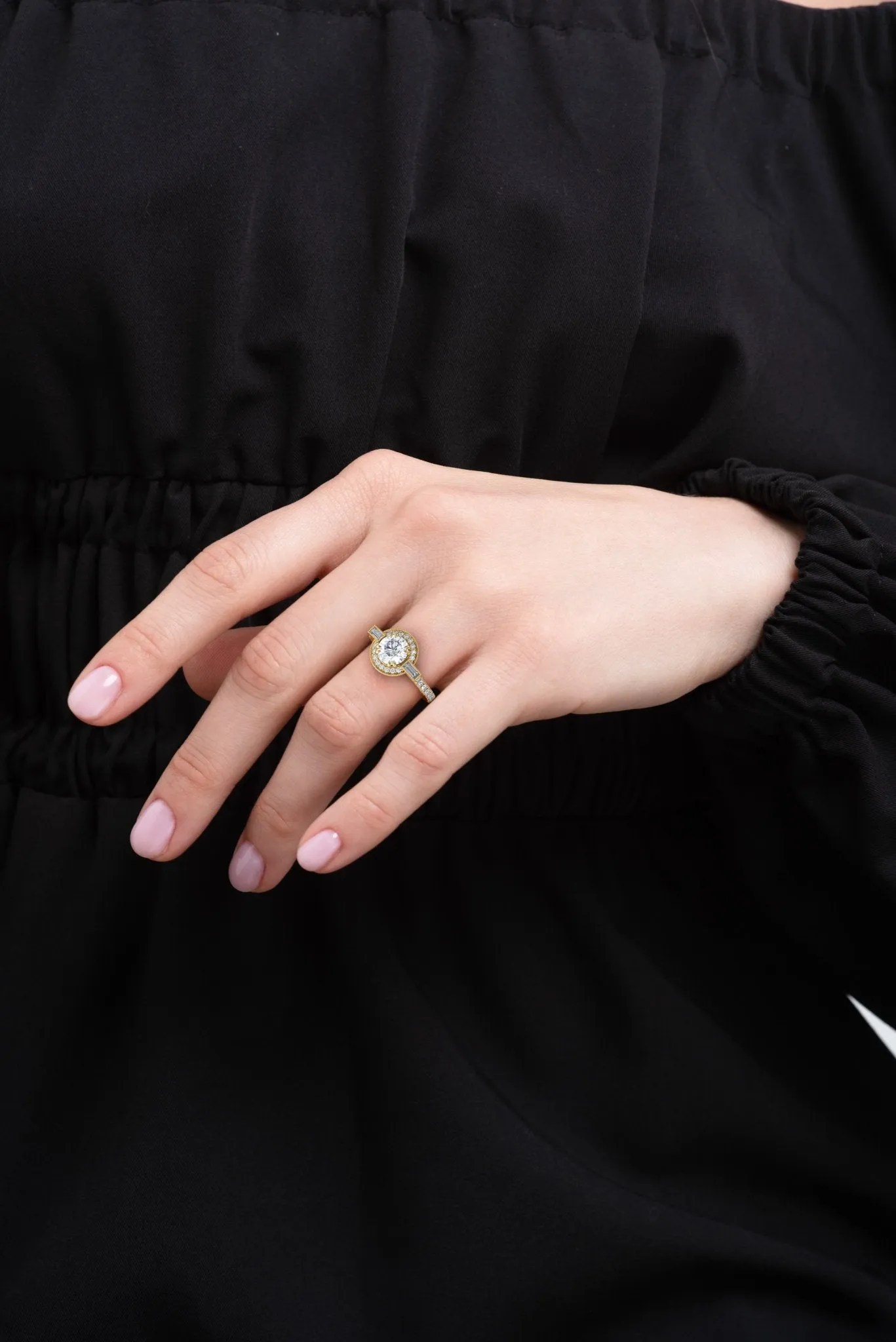Vintage Engagement Rings Round Center Lab Grown Diamond Rings  - The Seraphina Ring