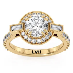 Vintage Engagement Rings Round Center Lab Grown Diamond Rings  - The Seraphina Ring