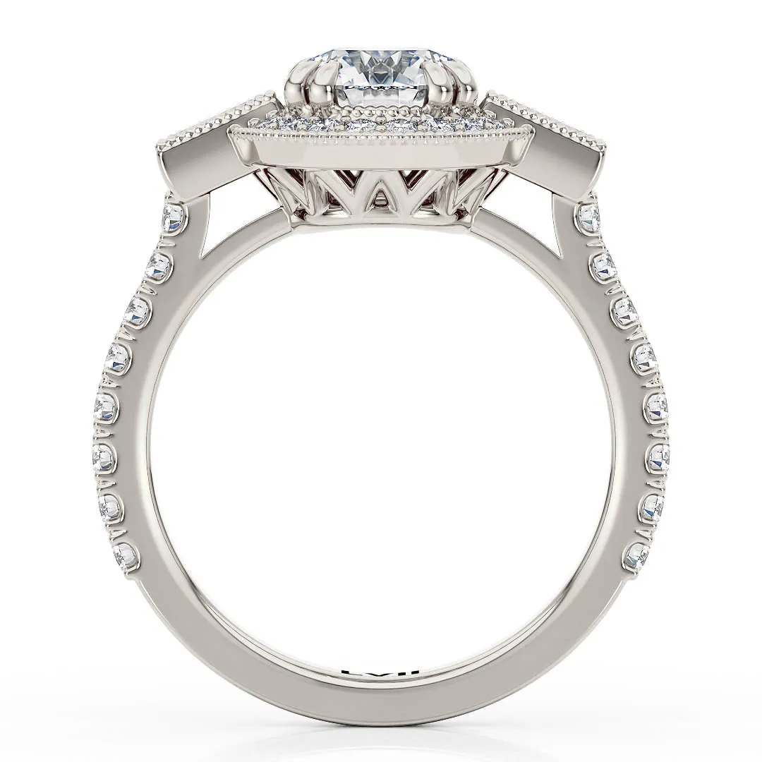 Vintage Engagement Rings Round Center Lab Grown Diamond Rings  - The Seraphina Ring