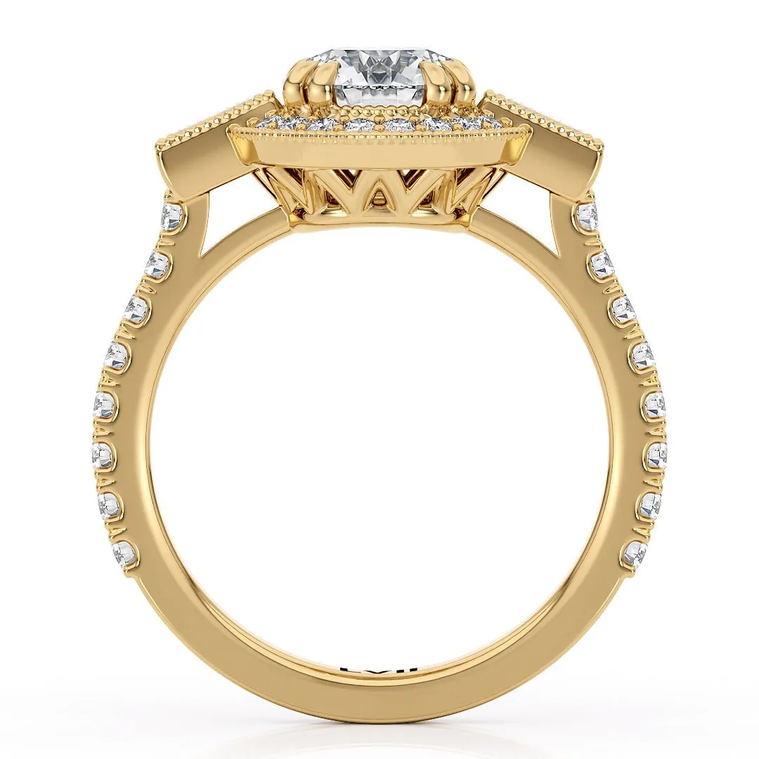 Vintage Engagement Rings Round Center Lab Grown Diamond Rings  - The Seraphina Ring