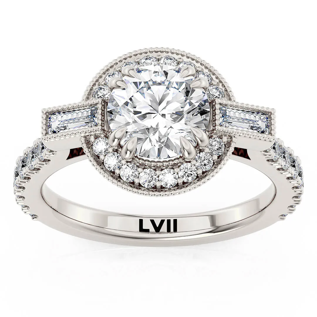 Vintage Engagement Rings Round Center Lab Grown Diamond Rings  - The Seraphina Ring