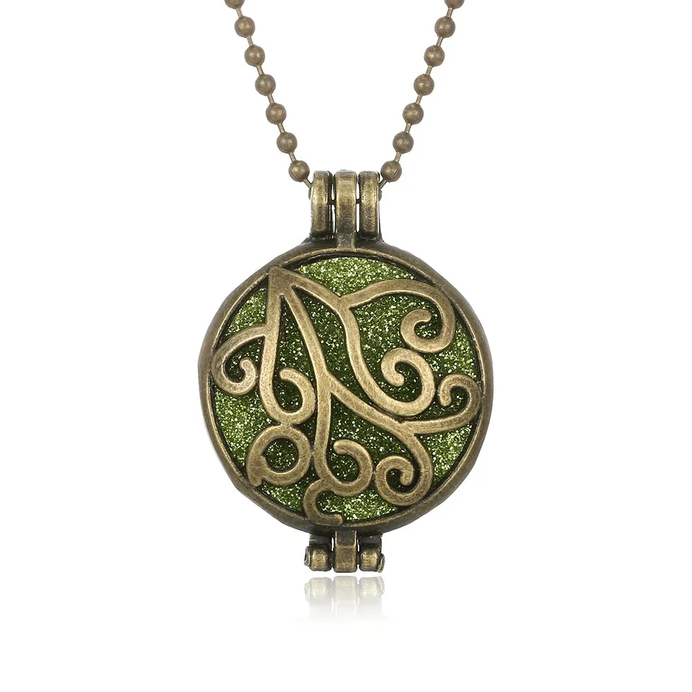 Vintage Flower Butterfly Perfume Pendant Locket with Essential Oil Diffuser Necklace
