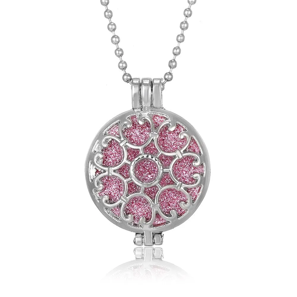 Vintage Flower Butterfly Perfume Pendant Locket with Essential Oil Diffuser Necklace