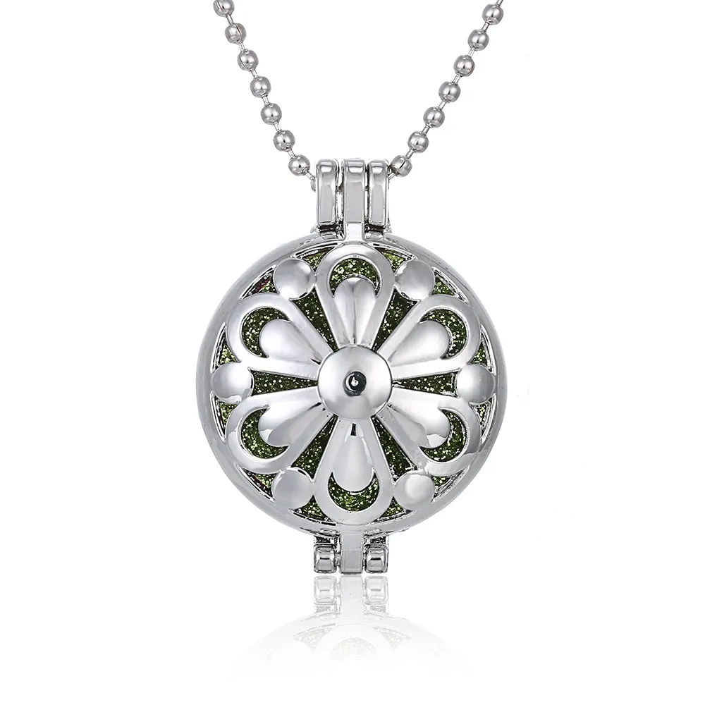 Vintage Flower Butterfly Perfume Pendant Locket with Essential Oil Diffuser Necklace