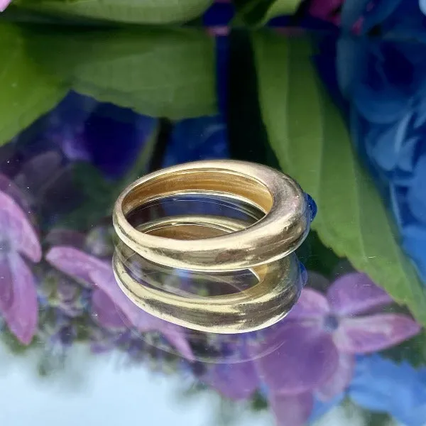 Vintage Gypsy Set Cabochon Sapphire Ring