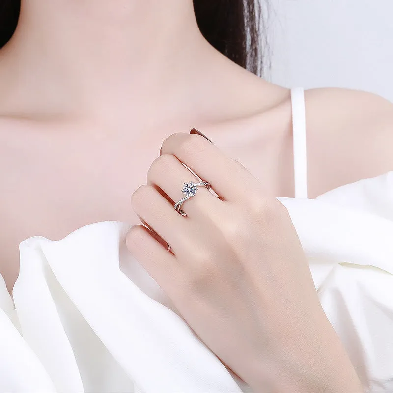 White Gold Moissanite Diamond Ring