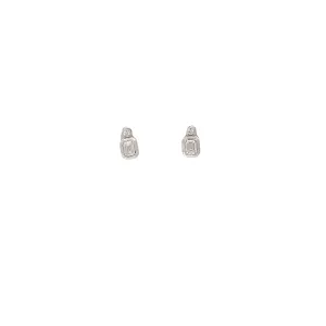 White Modern Electrum Stud Earring