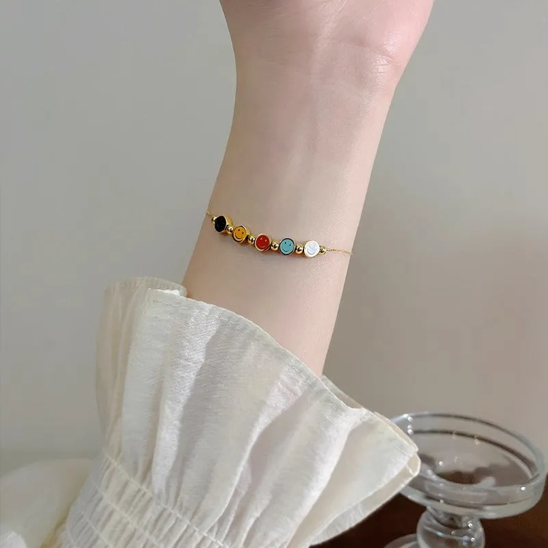 Wholesale Colorful Smiley Oil Dripping Titanium Steel Necklace