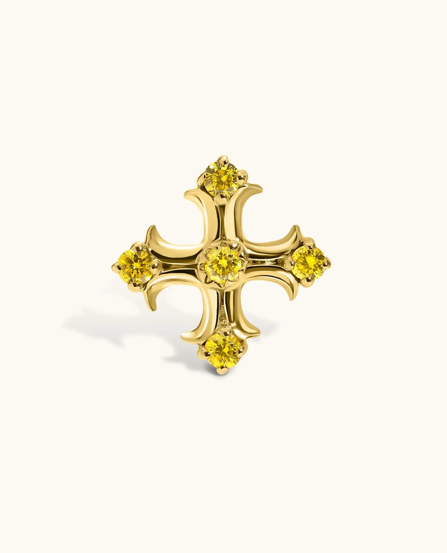 Yellow Diamond Cross Shape Studs