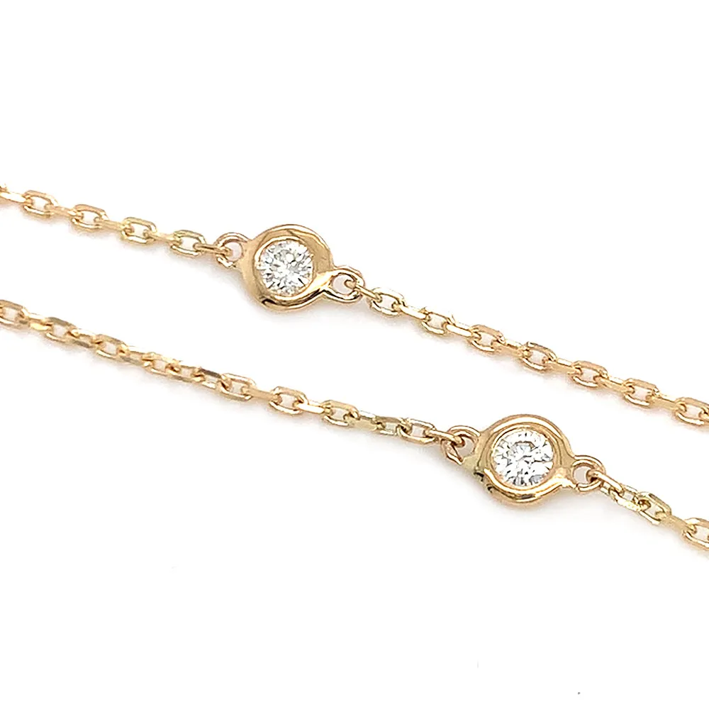 Yellow Gold & Diamond Station Necklace - "Golden Glimmers"