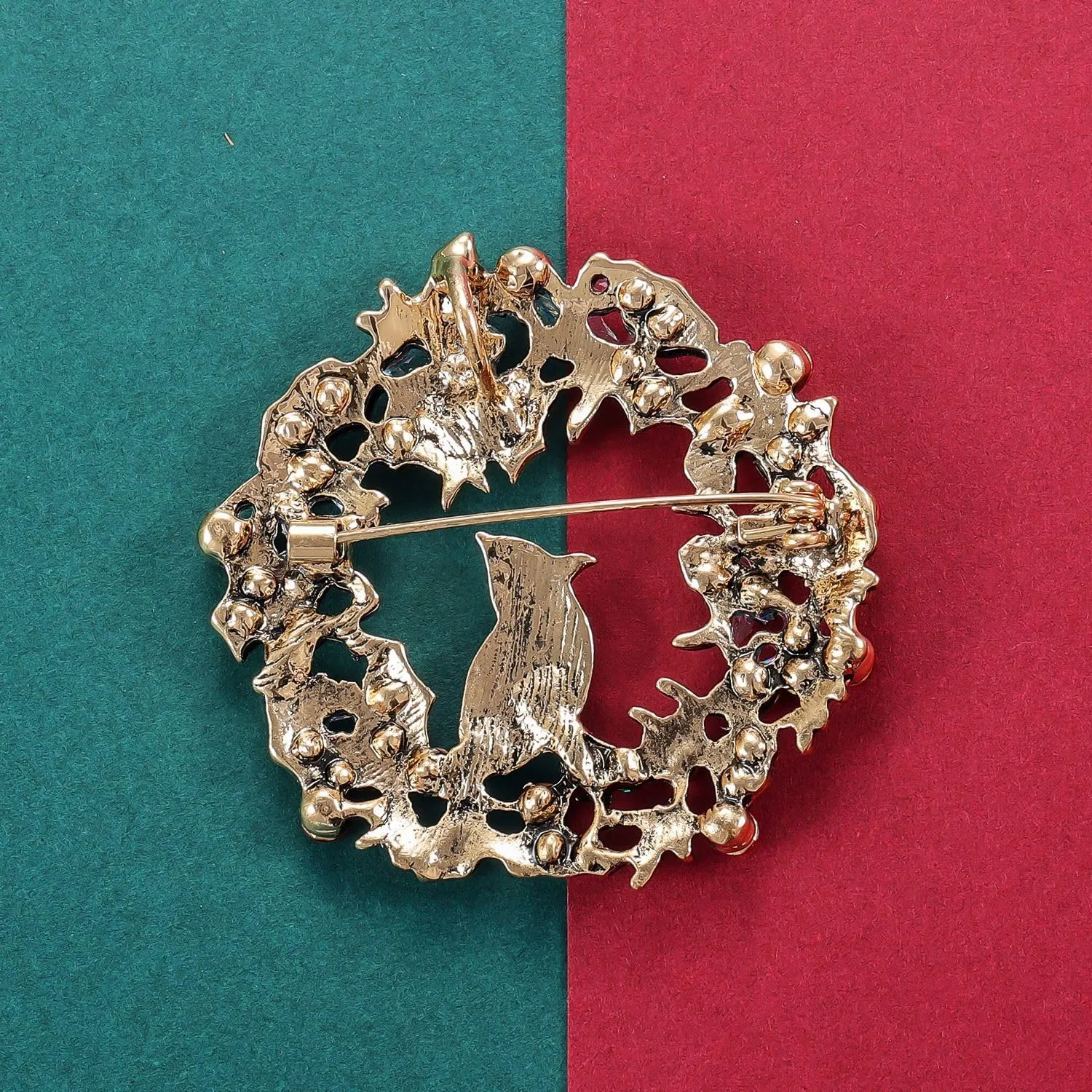 YOQUCOL Red Crystal Northern Cardinal Bird Brooch Pin Brooch Badge Pins for Women